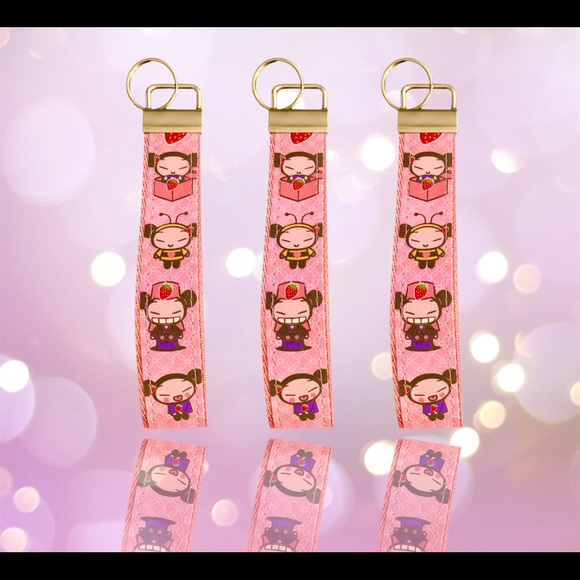 Cute strawberry theme Pucca wristlet, key fob - Picture 8 of 9